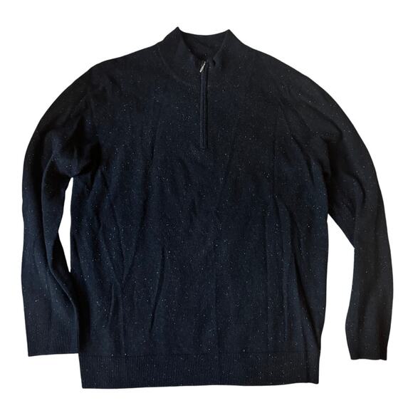 Artefact | 100% Cashmere Black Donegal 1/4-Zip Sweater | Size XL - Picture 1 of 6